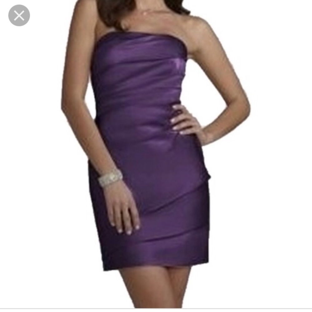 Short Pleated Satin Strapless Dress